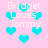 Pixelated pink background with repeated cyan hearts and white text reading "Bridget Loves Tommy" in multiple positions.