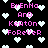 Pixelated pink text reads 'Brenna And Keaton Forever' over a black background with scattered white heart shapes.