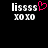 Pixelated text 'lissss' with pink heart symbol and 'XOXO' below on black background, two identical frames side-by-side.
