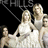 Static image with red background, pixelated group photo of people in white dresses on left, vertical text "SEX XI FAN ! !" and "HILLS" on right.