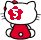Two side-by-side pixelated Hello Kitty icons with red bows, white faces, and red bodies; left icon shows a red 'G' symbol on face, right icon shows gray 'G' symbol.
