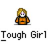 Animated contact sheet of a pixel art character in orange outfit with repeated text and speech bubbles across multiple frames.