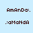 Pixelated text displays 'AmAnDa:' and '.:aMOnDa' in brown on light blue background with cyan highlight changes.