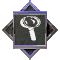 Six diamond-shaped frames with blue borders contain a white magnifying glass icon on dark gray backgrounds, arranged in two of three
