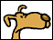 Animated cartoon dog head with brown fur, black outline, and red tongue visible in some frames.