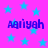 A static image with a bright pink background covered in light blue stars, featuring four instances of the text 'Aariyah' in dark blue pixelated font.