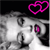 Animated contact sheet showing two frames of a grayscale cartoon character with pink heart symbols above its head, displaying subtle animation changes in the hearts' outline and fill.