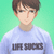 Pixelated image of a person with brown hair wearing light blue shirt against mint green background, text on chest reads 'LFR' and Chinese characters.