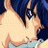 A pixelated anime-style character with blue hair and a light blue top on the left, next to black background text reading "Anime IM" above "COM" in white pixelated font.