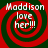Red and green spiral background with white text reading 'Maddison love her!!!' in four identical quadrants.