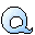 Two pixelated light blue circular shapes with black outlines and gray centers, positioned side-by-side on a gray background.