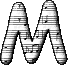 Three stylized M-shaped figures composed of musical notation on a gray background, each with distinct note placements and line counts.