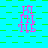 Animated sequence of pink 'HIT' text with purple accents over a blue-green checkered background, transitioning from solid to fragmented states.