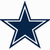 A static image featuring a dark blue star with white outline on the left, and text 'how bout' above 'dem cowboys?' in blue outlined white letters on the right.
