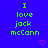 Blue background with green pixelated text reading "I love jock mcconn" and two pink pixelated hearts below the text.