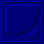 A static blue square with layered borders and a pixelated dark line in the lower-right corner.