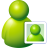 A green pixelated figure with a rounded head and body holds a smaller identical figure in a white-bordered square frame against a gray background.