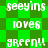 Pixelated text on a green checkered background with repeated phrases and punctuation variations.