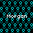 Pixelated cyan and black pattern with four instances of the word 'Morgan' in white text, arranged in a on a black background