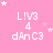 Pink background with white text 'L!V3 4 dAnC3' repeated in a , surrounded by small white stars