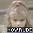 Pixelated image of a blonde doll with closed eyes and pink hair accessory, displaying 'HOW RUDE' text in black-and-white pixel font.