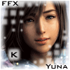 25 identical anime-style character portraits with subtle variations in facial expression and background patterns, each labeled 'YUNA' below