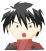 Four pixelated character headshots in a , each with black spiky hair and red clothing against gray background
