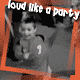 nine grayscale images showing a child in a sports jersey with the number 7, each bordered in orange with 'loud like a party' text above