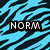Blue and black striped background with partial white text on black rectangles, gray square in bottom right corner.