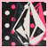 Animated icon with pink polka dots on dark background and stylized white/pink graphic, paired with black showing 'LAUREN ROX' text