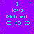 A static image with a purple background displays repeated text "I love Richard!" in cyan, accompanied by three heart symbols below each phrase.