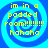 Four identical blue spiral backgrounds with yellow text reading 'im in a padded room!!!!!!!! hahaha' arranged in a