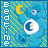 Animated blue bear with white crescent moon on chest, yellow star above head, and vertical text along left edge against patterned background.
