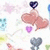 Pixelated cartoon-style icon with pink hearts, purple heart, blue castle, and gray elephant on white background; one frame shows bright pink text reading "<33333".