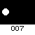 Animated sequence of white circular and double-circle shapes on black background with gray bars showing '007' text, transitioning to cracked gray and red patterns with small circular figures.