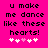 Pixelated text on bright pink background with five hearts below, two versions showing heart color changes.