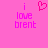 Pink background with pixelated text 'i love brent' and a heart symbol above the word 'love', displayed in two identical static frames.