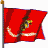 Animated contact sheet of a red flag with Marine Corps emblem waving on a pole, displayed in 4 columns and 3 rows across 10 frames.