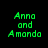 Green pixelated text 'Anno and Amando' on black background with purple rectangular overlays in different positions across four views.
