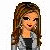 Pixel art contact sheet showing a female character's full body with separate head, torso, and legs sections alongside percentage text and stars on black background.