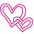 Two heart shapes on a white background; left side shows layered pink outlines, right side shows a solid magenta heart.