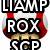 A red and white mushroom-shaped character with a beige stem and two vertical black eyes, overlaid with black text reading "LIAMP ROX SCP" on the left side.