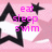 Pixelated pink background with black star outlines and pink text reading 'eat sleep swim' in lowercase.