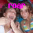 Two people in a group pose with one person's arm raised, overlaid with changing pink text reading 'roar', 'were', and 'awesome'