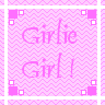 Pink chevron-patterned background with 'Girlie Girl!' text and corner squares in two states.