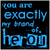 Blue pixelated text on black background reads 'you are exactly my brand of heroin' with slight variations across frames.