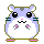 Pixel art hamster character with multiple expressions and poses across six animated frames on a gray background.