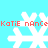 Pixelated snowflakes on cyan background with red text repeating 'Katie nAnCe' in two