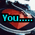 Pixelated image with cyan text overlays on a dark background featuring a red heart shape and blue curved lines.