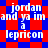 A pixelated image with red and blue background patterns displaying repeated white text reading "jordan and ya im a lepricon" in two